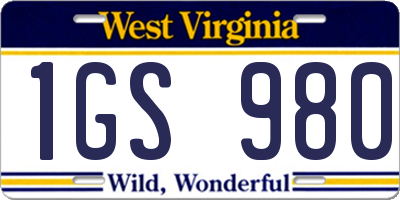 WV license plate 1GS980