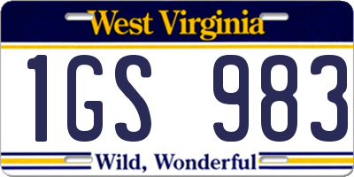 WV license plate 1GS983