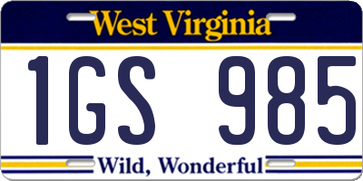 WV license plate 1GS985