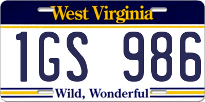 WV license plate 1GS986