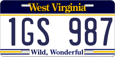 WV license plate 1GS987