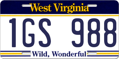WV license plate 1GS988