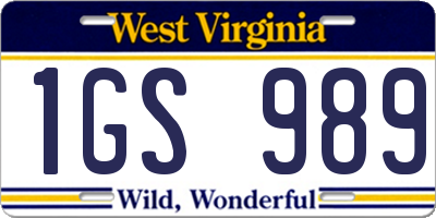 WV license plate 1GS989
