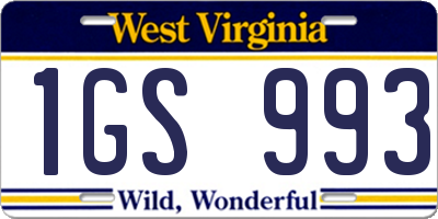 WV license plate 1GS993