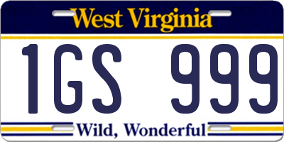 WV license plate 1GS999