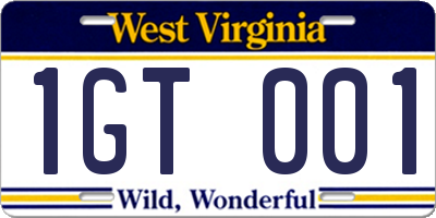 WV license plate 1GT001
