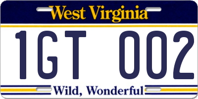 WV license plate 1GT002