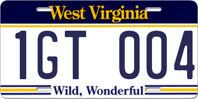 WV license plate 1GT004