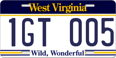 WV license plate 1GT005