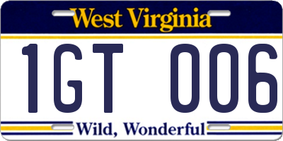WV license plate 1GT006