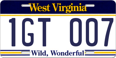 WV license plate 1GT007
