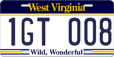 WV license plate 1GT008