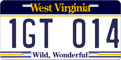 WV license plate 1GT014