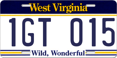 WV license plate 1GT015