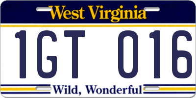 WV license plate 1GT016