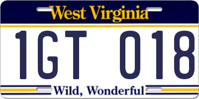 WV license plate 1GT018