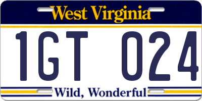 WV license plate 1GT024