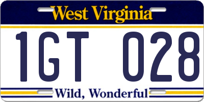 WV license plate 1GT028