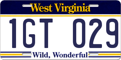 WV license plate 1GT029