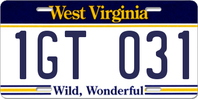 WV license plate 1GT031
