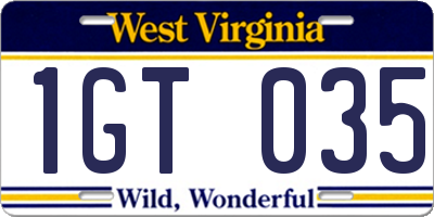 WV license plate 1GT035