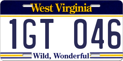 WV license plate 1GT046
