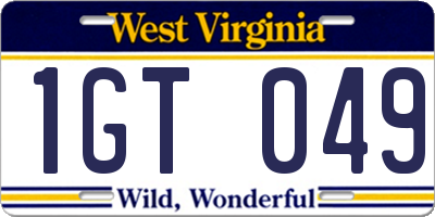 WV license plate 1GT049