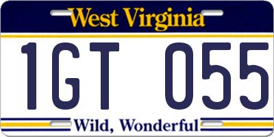 WV license plate 1GT055