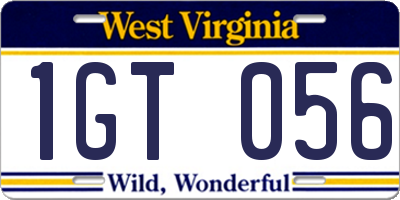 WV license plate 1GT056
