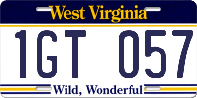 WV license plate 1GT057