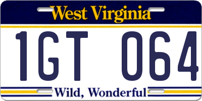 WV license plate 1GT064