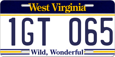 WV license plate 1GT065