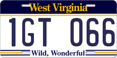 WV license plate 1GT066