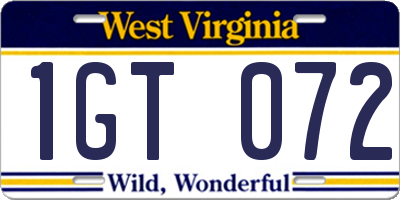WV license plate 1GT072