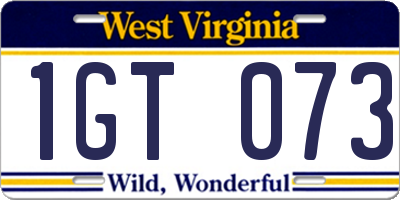 WV license plate 1GT073