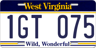 WV license plate 1GT075