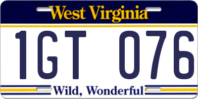 WV license plate 1GT076