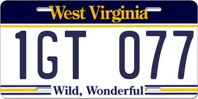 WV license plate 1GT077