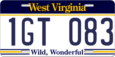 WV license plate 1GT083