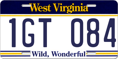 WV license plate 1GT084