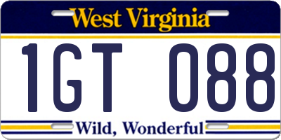 WV license plate 1GT088