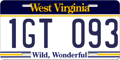 WV license plate 1GT093