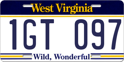 WV license plate 1GT097
