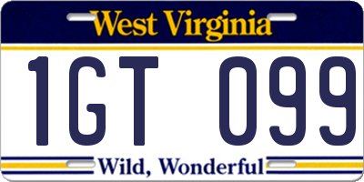 WV license plate 1GT099