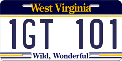 WV license plate 1GT101