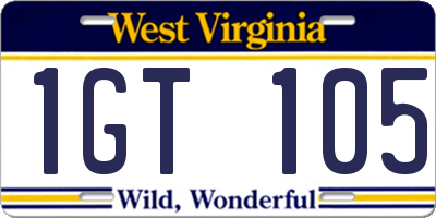 WV license plate 1GT105
