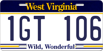 WV license plate 1GT106