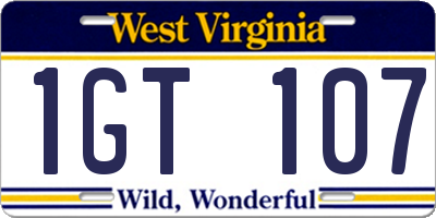 WV license plate 1GT107