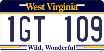 WV license plate 1GT109