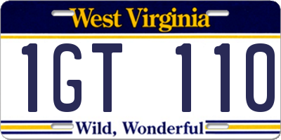 WV license plate 1GT110